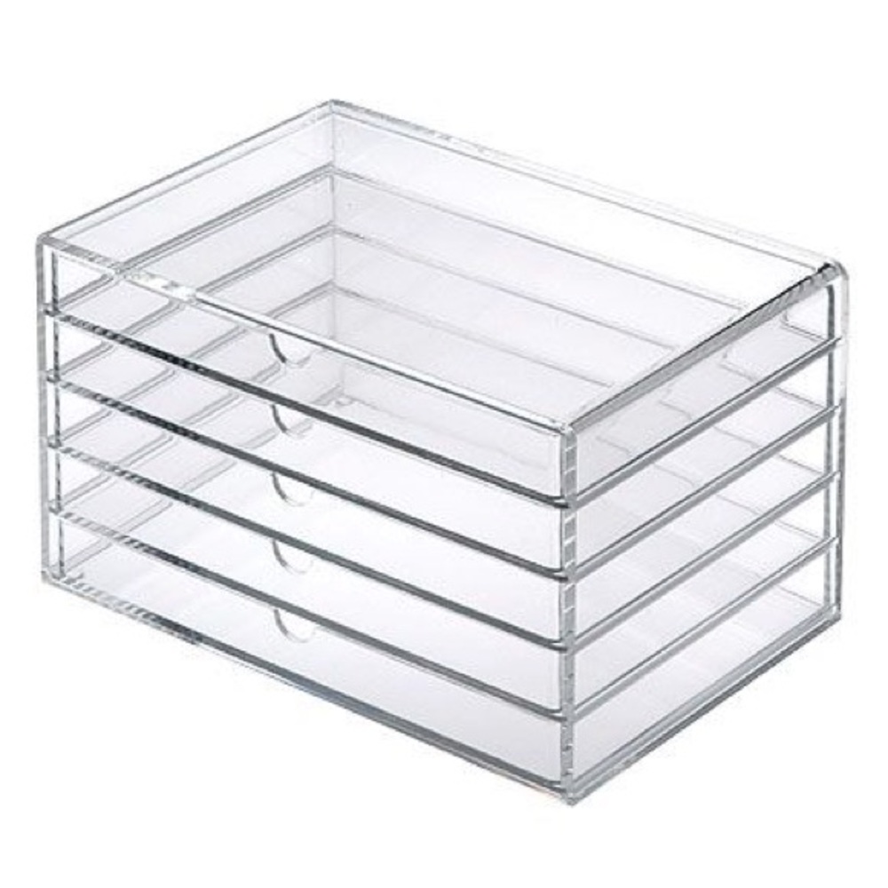 Acrylic makeup jewelry organizer with 5 drawers